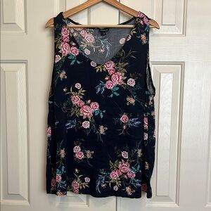 Floral Sleeveless Top - Black and Pink